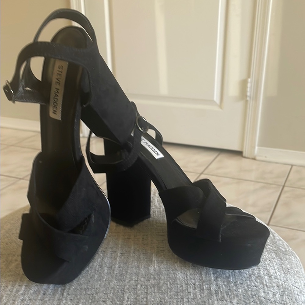 Steve Madden Black Suede Platform Heels